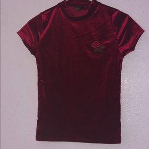 Red velvet turtle neck shirt